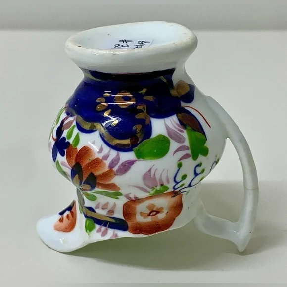 19th Century Antique Gaudy Welsh Forget Me Not Pattern Miniature Jug Pitcher
